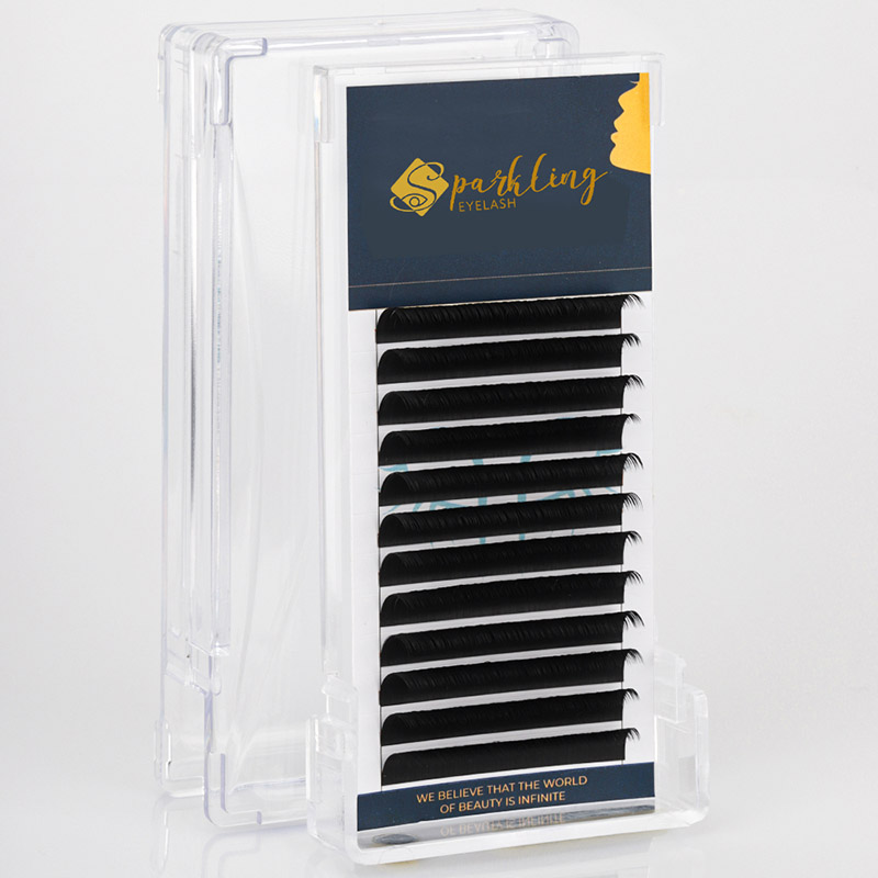 12 Streifen Easy Fan Volume Lash Extensions 0,07 D Curl Koreanische PBT-Wimpern