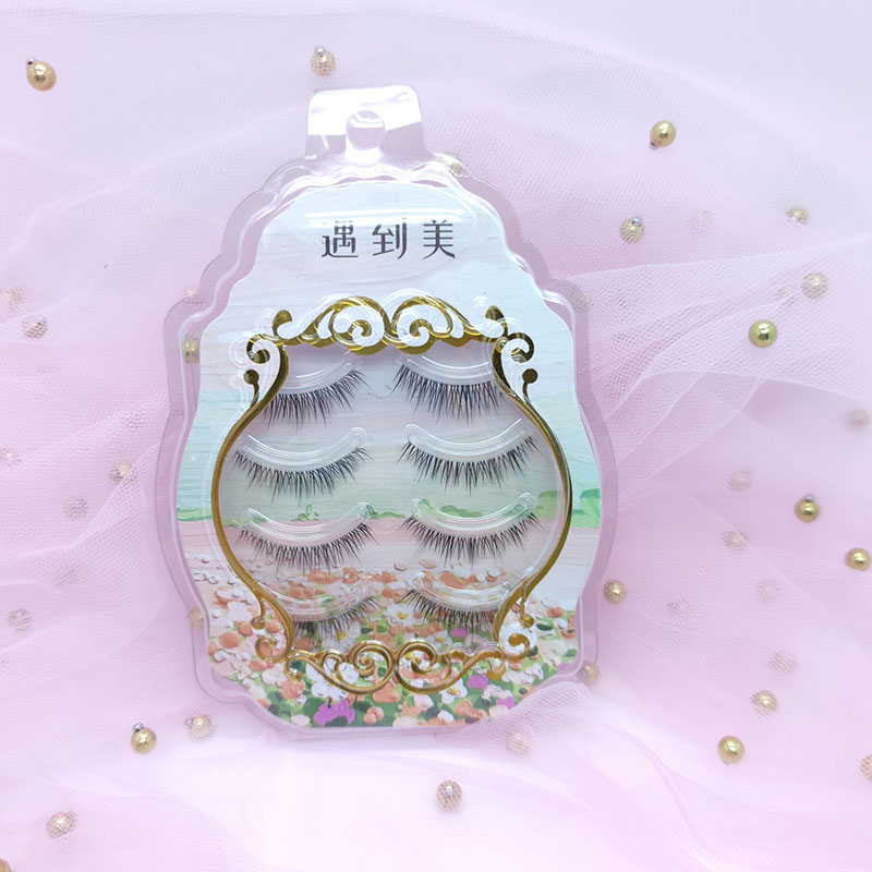 3D Faux Mink Lashes 4 Paar synthetische Wimpern mit klarem Bandvolumen