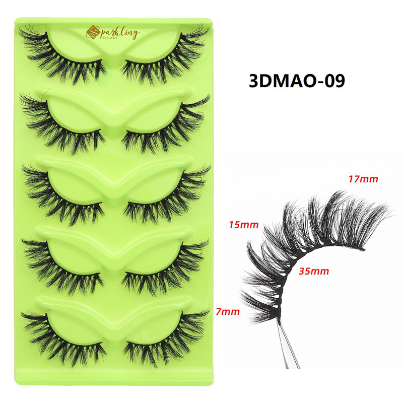 5 Paar dünne Katzenaugen-Wimpern