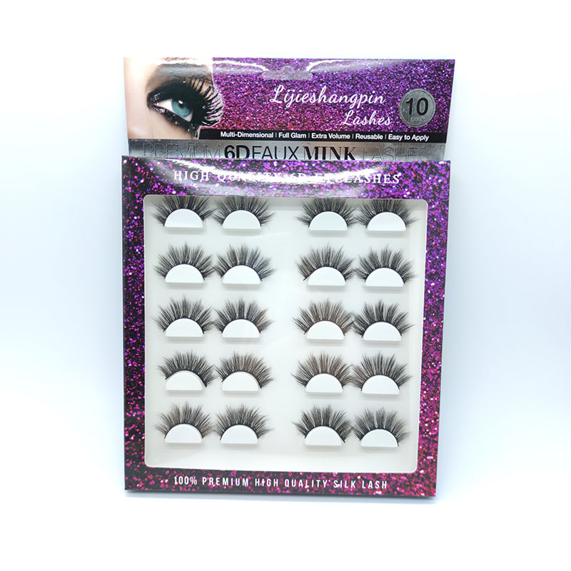 Natürliche, luxuriöse Seidenwimpern, 100 % handgefertigt, 10 Paar 5D-Nerzwimpern